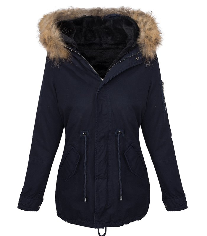 Designer Damen Parka Winter Jacke Mantel gefüttert Damenjacke Echt-Pelz 