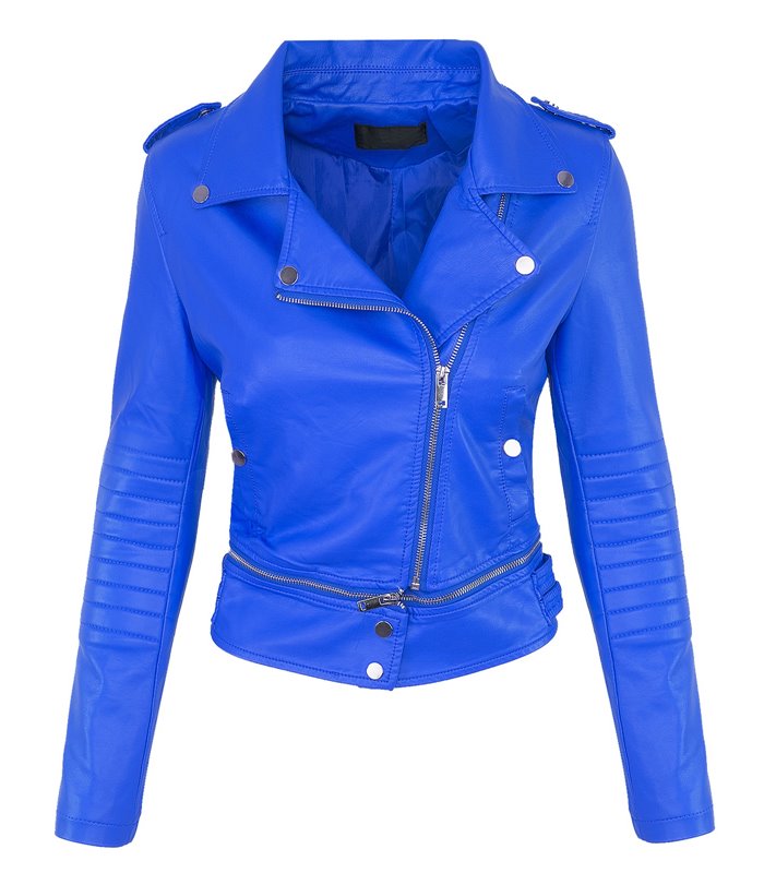 Damen Kunstleder Jacke Biker Jacke Übergangs Jacke Bikerstyle