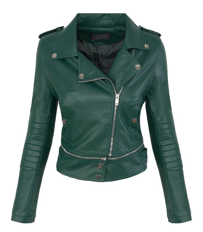 Damen Kunstleder Jacke Biker Jacke Übergangs Jacke Bikerstyle