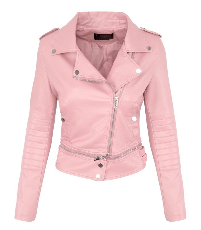 Damen Kunstleder Jacke Biker Jacke Übergangs Jacke Bikerstyle