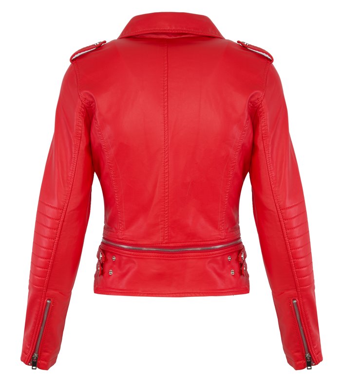 Damen Kunstleder Jacke Biker Jacke Übergangs Jacke Bikerstyle