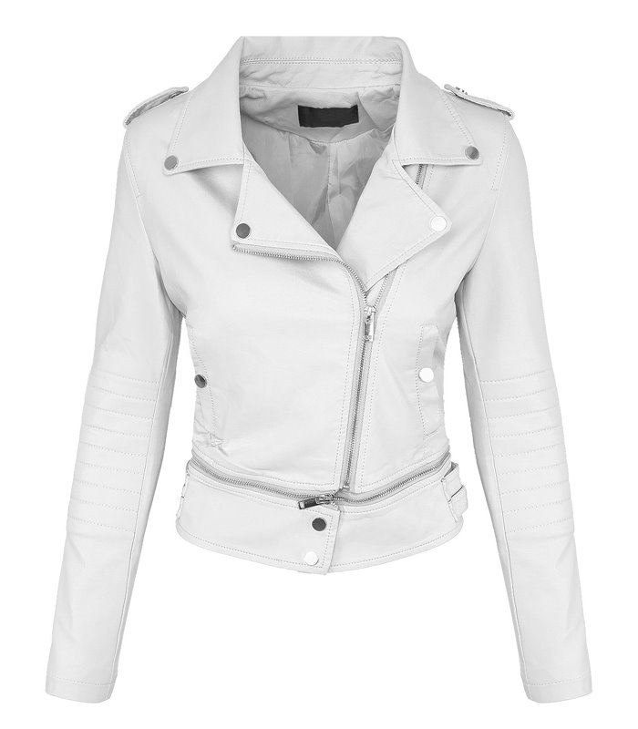 Damen Kunstleder Jacke Biker Jacke Übergangs Jacke Bikerstyle