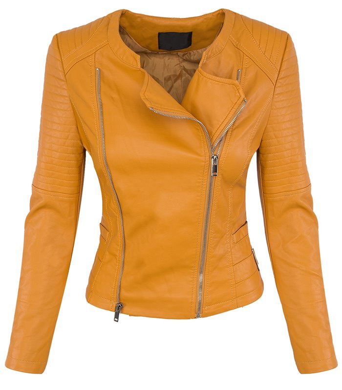 Designer Damen Kunstleder Jacke Übergangs Jacke Bikerjacke leicht