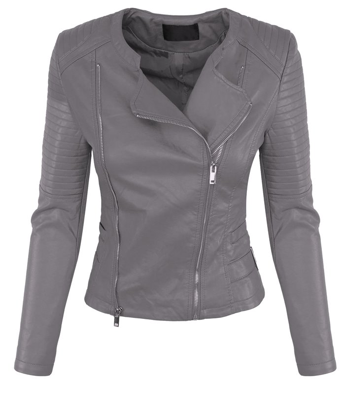 Designer Damen Kunstleder Jacke Übergangs Jacke Bikerjacke leicht