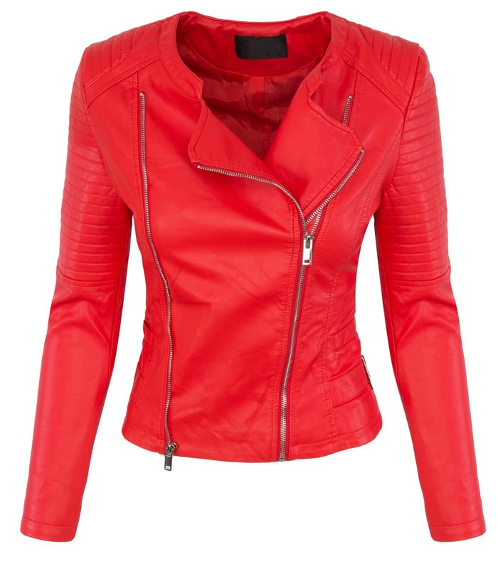 Designer Damen Kunstleder Jacke Übergangs Jacke Bikerjacke leicht