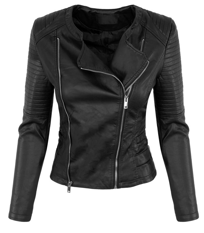 Designer Damen Kunstleder Jacke Übergangs Jacke Bikerjacke leicht