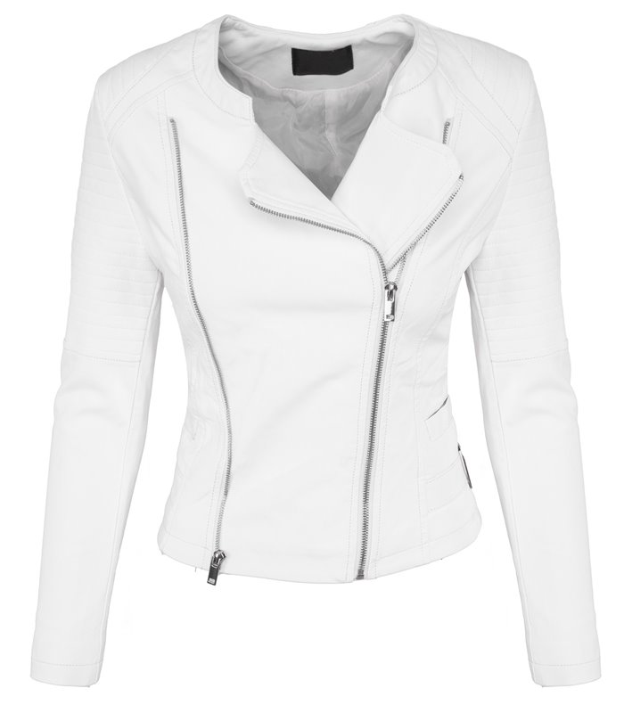 Designer Damen Kunstleder Jacke Übergangs Jacke Bikerjacke leicht