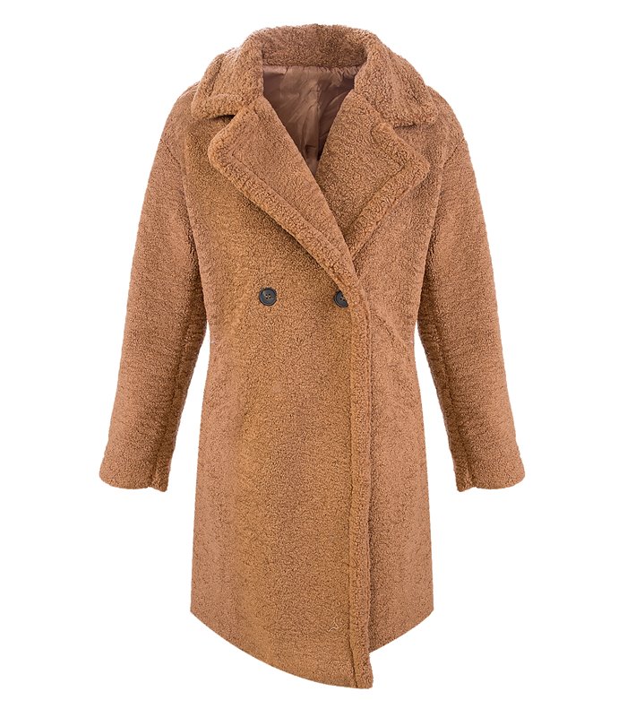 Designer Damen Winter Mantel Jacke Reverskragen Winterjacke Teddy-Fleece D-403