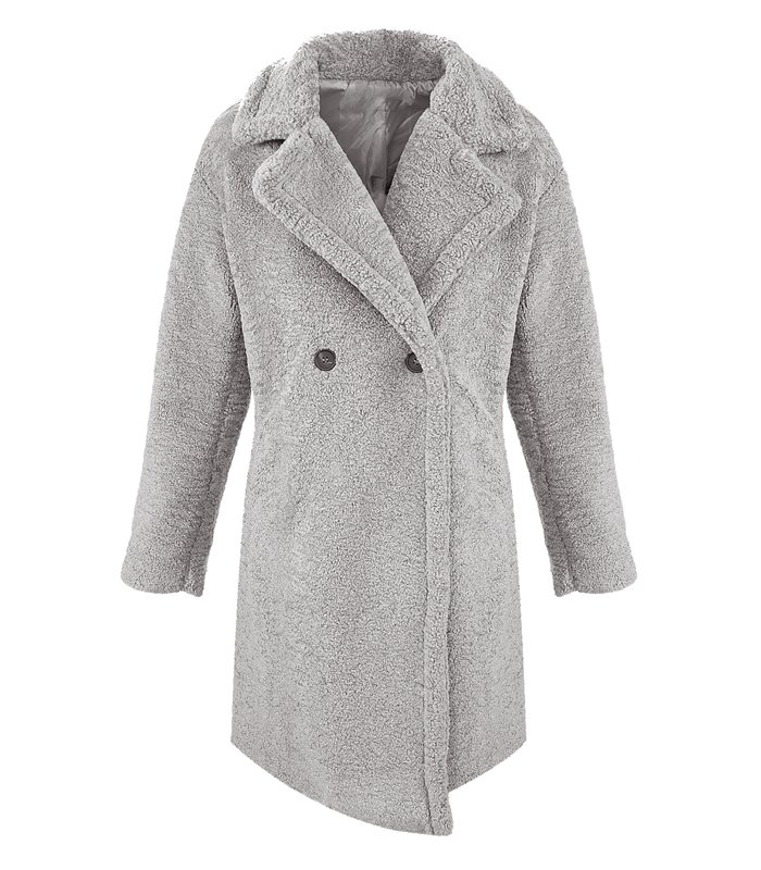Designer Damen Winter Mantel Jacke Reverskragen Winterjacke Teddy-Fleece D-403