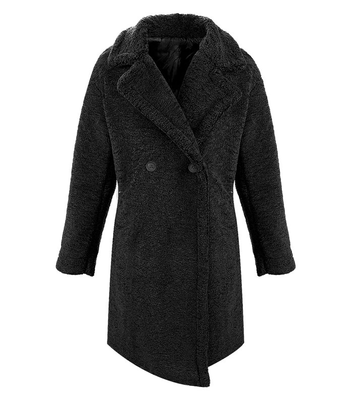Designer Damen Winter Mantel Jacke Reverskragen Winterjacke Teddy-Fleece D-403
