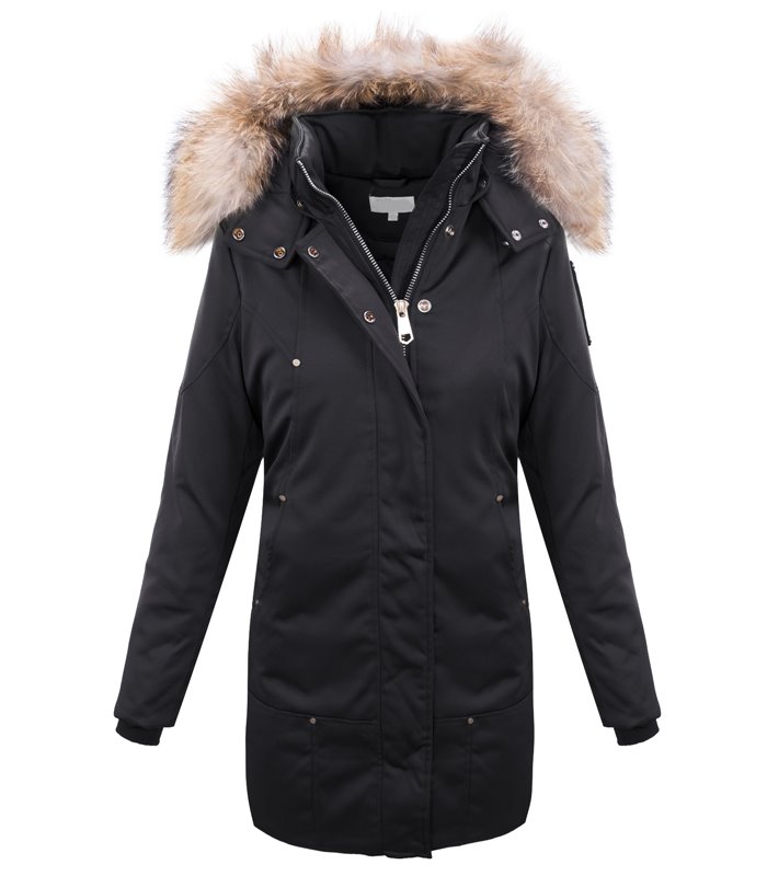 Damen Winter Jacke Parka Damenmantel Kapuze Echtpelz D-410