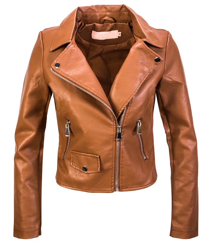 Damen Kunstlederjacke mit Print D-414