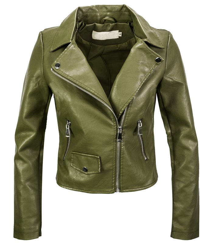 Damen Kunstlederjacke mit Print D-414