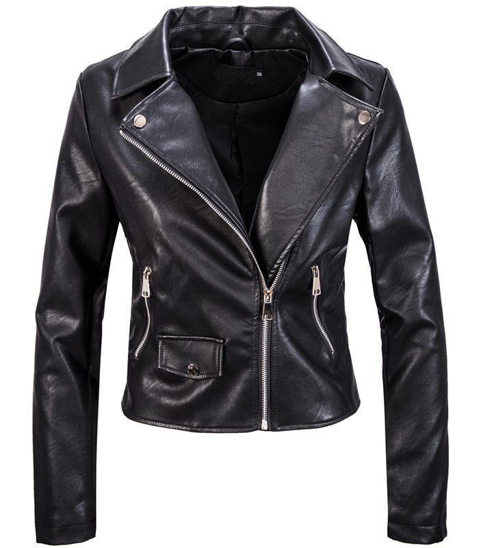 Damen Kunstlederjacke mit Print D-414