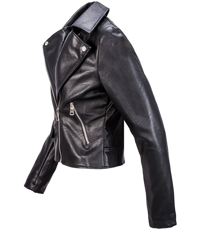 Damen Kunstlederjacke mit Print D-414