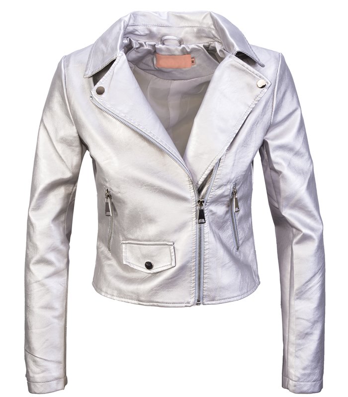 Damen Kunstlederjacke mit Print D-414