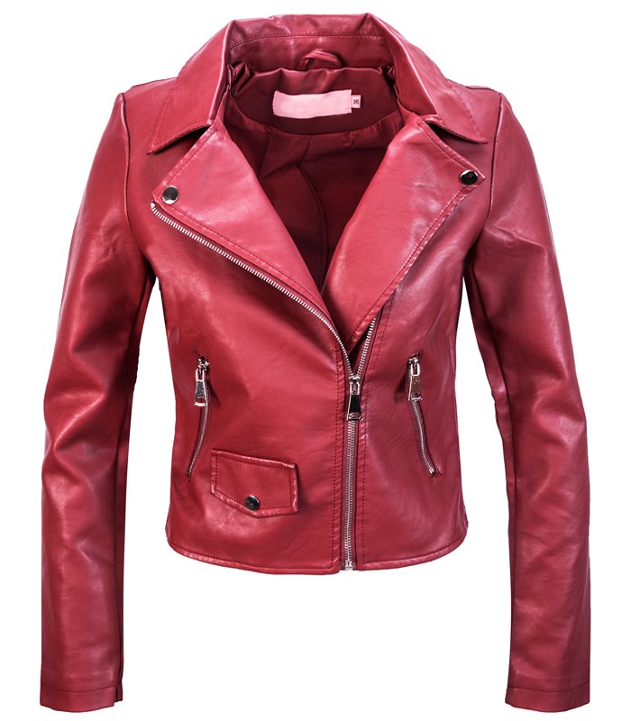 Damen Kunstlederjacke mit Print D-414