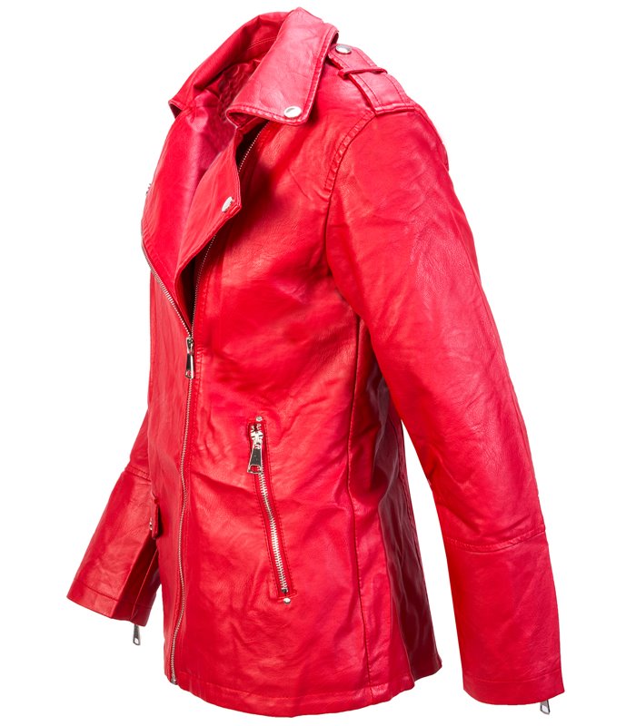 Damen Kunstlederjacke Kurzmantel Reverskragen D-416