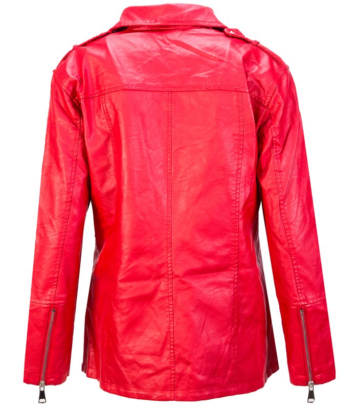 Damen Kunstlederjacke Kurzmantel Reverskragen D-416