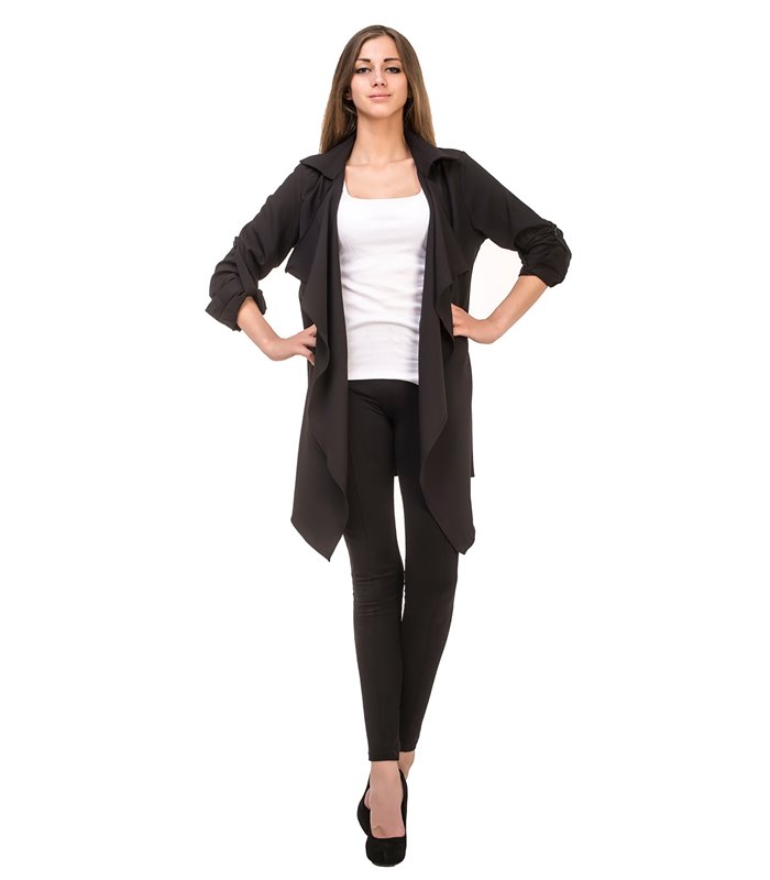 Damen Blazer mit Wasserfallkragen D-42