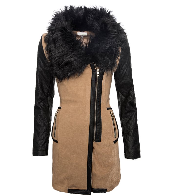 Damen Übergangs Jacke Mantel Kunstpelz Fell Winterjacke Damenmantel Lang