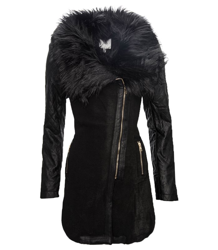 Damen Übergangs Jacke Mantel Kunstpelz Fell Winterjacke Damenmantel Lang