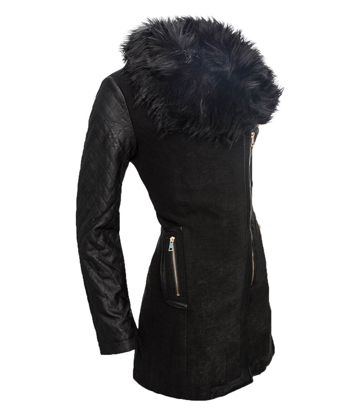 Damen Übergangs Jacke Mantel Kunstpelz Fell Winterjacke Damenmantel Lang