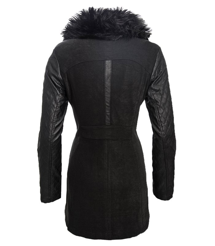 Damen Übergangs Jacke Mantel Kunstpelz Fell Winterjacke Damenmantel Lang