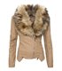 Damen Kunstleder Jacke Übergangs Biker Jacke mit Fell Kragen Kunstpelz