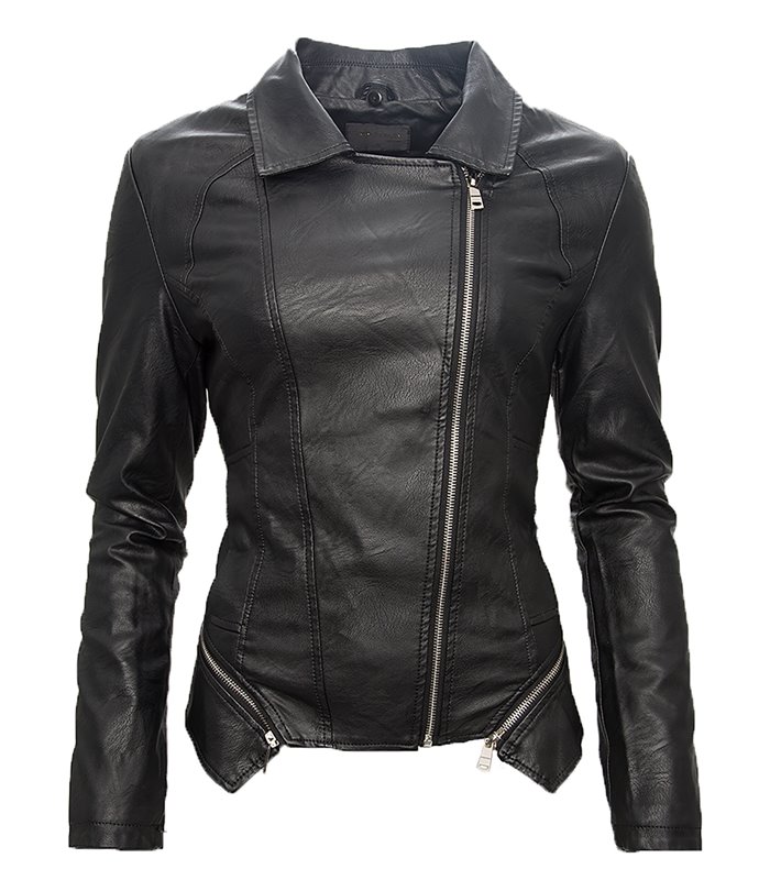 Damen Kunstleder Jacke Übergangs Biker Jacke mit Fell Kragen Kunstpelz
