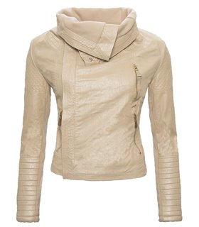 Damen Kunstleder Jacke Stehkragen Übergangs Jacke Damenjacken D-77
