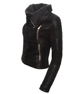 Damen Kunstleder Jacke Stehkragen D-77