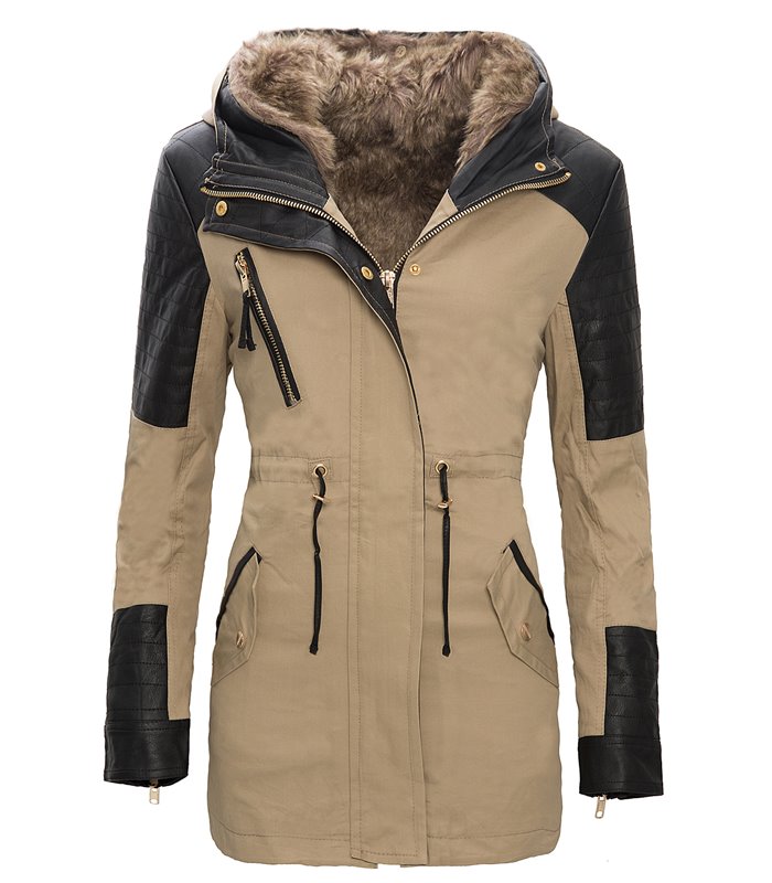Warme Damen Winter Parka Jacke langer Mantel Winterjacke Fell Kragen