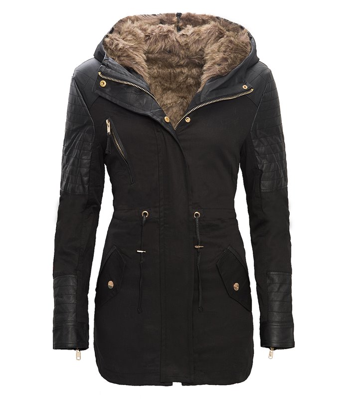 Warme Damen Winter Parka Jacke langer Mantel Winterjacke Fell Kragen