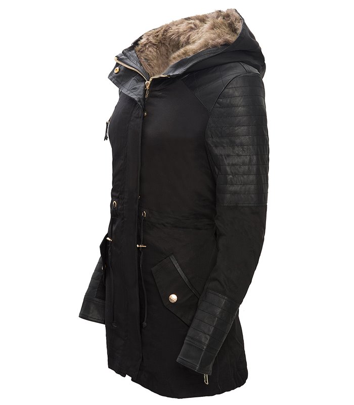 Warme Damen Winter Parka Jacke langer Mantel Winterjacke Fell Kragen