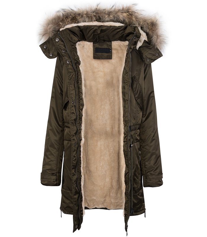 Damen Winter Jacke Mantel Outdoor Teddyfell Warm Wetterfest Kapuze mit Pelz