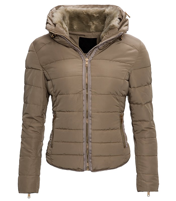 Designer Damen Jacke Winter Jacke Stepp Jacke warm gefüttert Fellkragen