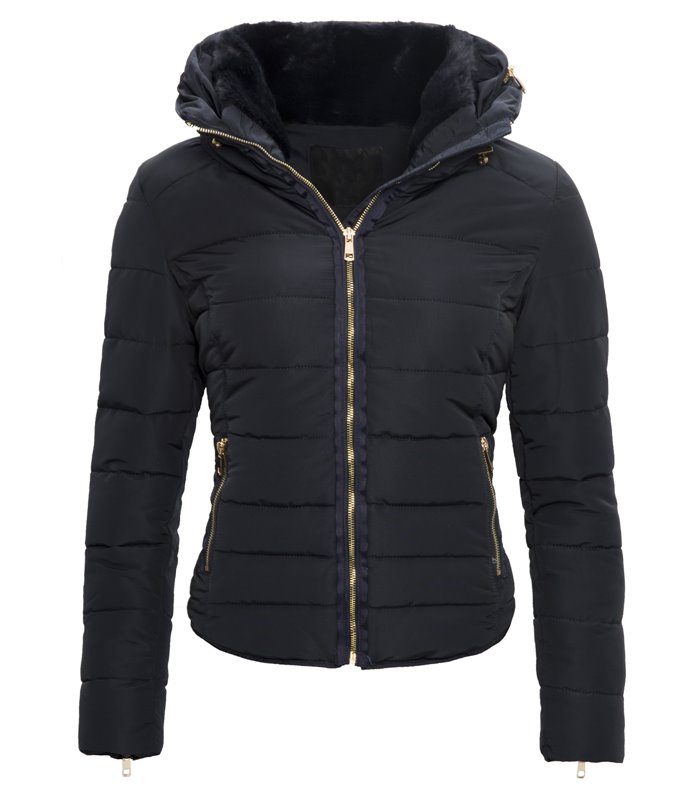 Designer Damen Jacke Winter Jacke Stepp Jacke warm gefüttert Fellkragen