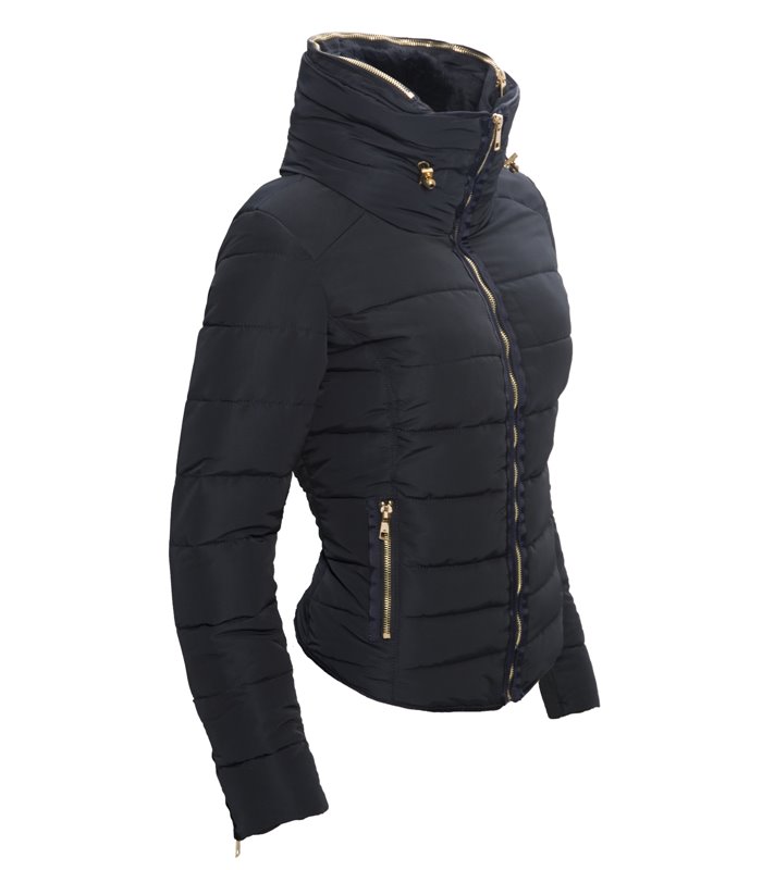 Designer Damen Jacke Winter Jacke Stepp Jacke warm gefüttert Fellkragen
