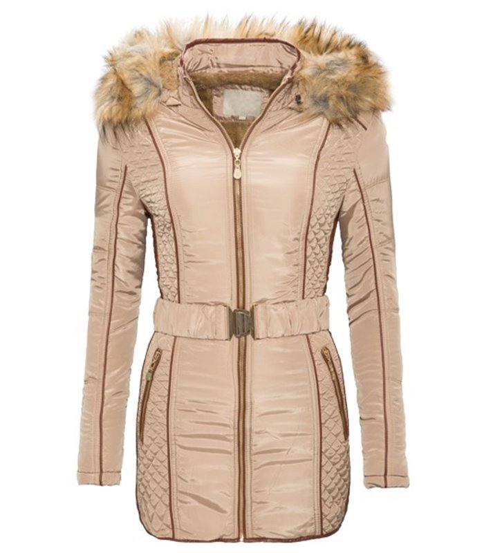 Damen Winter Mantel Jacke mit Fell Kapuze warmes Teddyfell Damenjacke