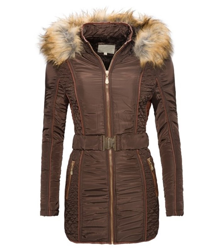 Damen Winter Mantel Jacke mit Fell Kapuze warmes Teddyfell Damenjacke