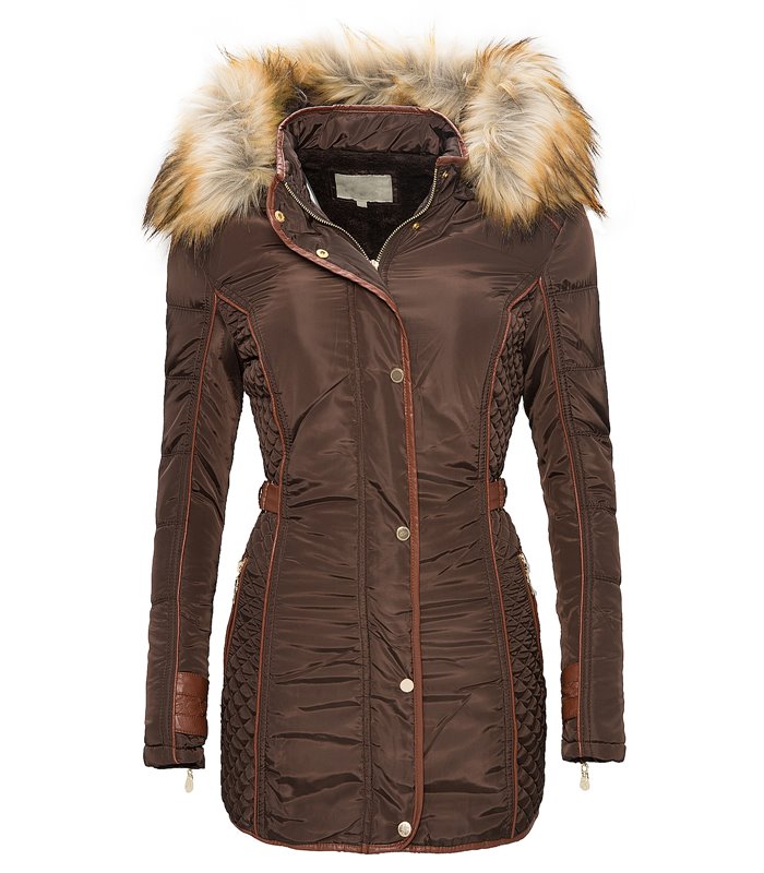 Damen Mantel Winter Jacke Kapuze mit Kunstpelz warm Parka Outdoor
