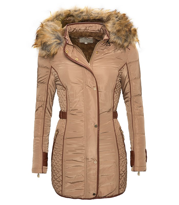 Damen Mantel Winter Jacke Kapuze mit Kunstpelz warm Parka Outdoor