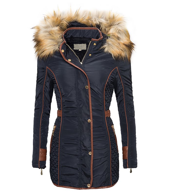 Damen Mantel Winter Jacke Kapuze mit Kunstpelz warm Parka Outdoor