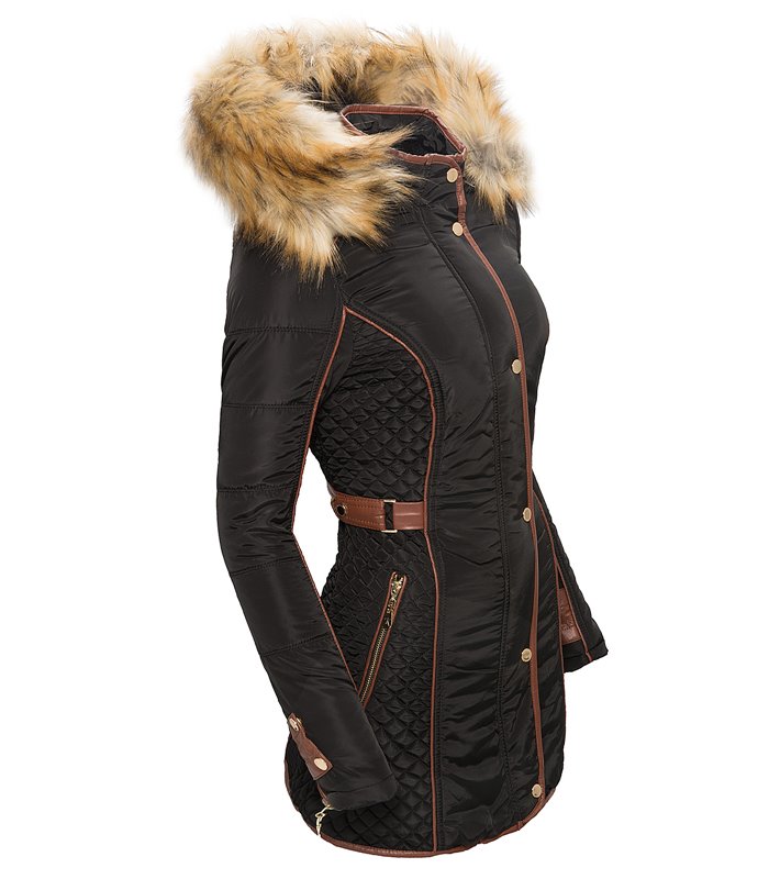 Damen Mantel Winter Jacke Kapuze mit Kunstpelz warm Parka Outdoor