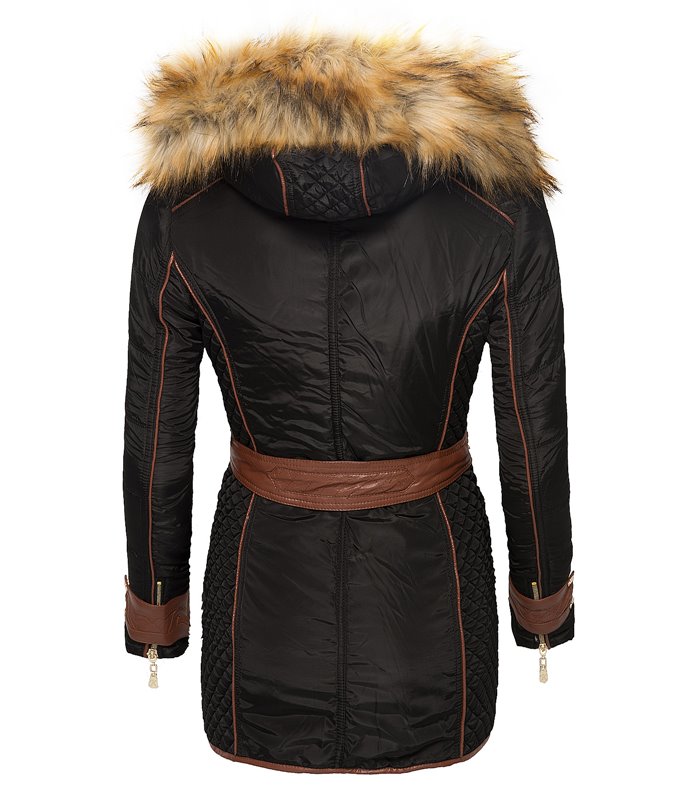 Damen Mantel Winter Jacke Kapuze mit Kunstpelz warm Parka Outdoor