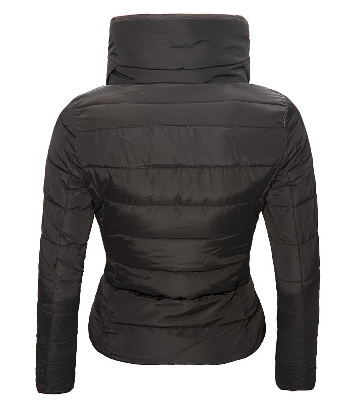 Damen Winter Steppjacke Stehkragen Schwarz D-99