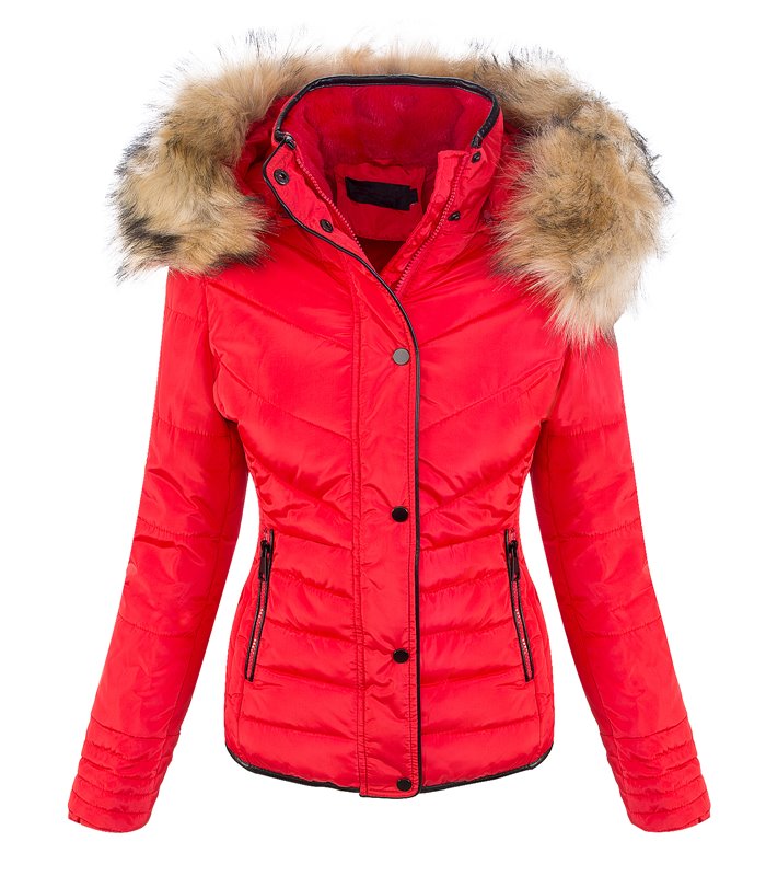 Damen Winter Jacke Steppjacke mit Kapuze Kunstfellkragen D-405