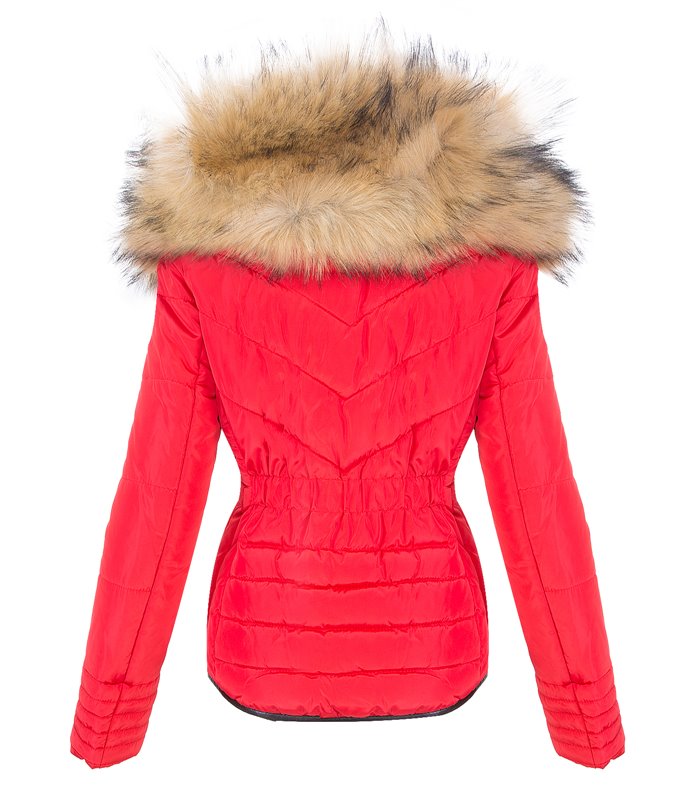 Damen Winter Jacke Steppjacke mit Kapuze Kunstfellkragen D-405
