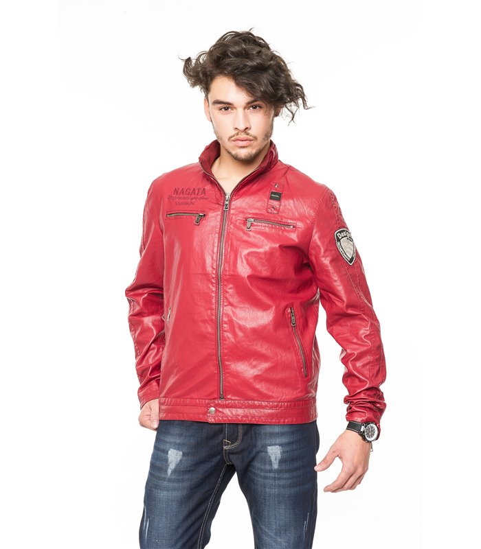 Herren Bikerjacke aus Kunstleder Übergangsjacke Herrenjacke Lederjacke